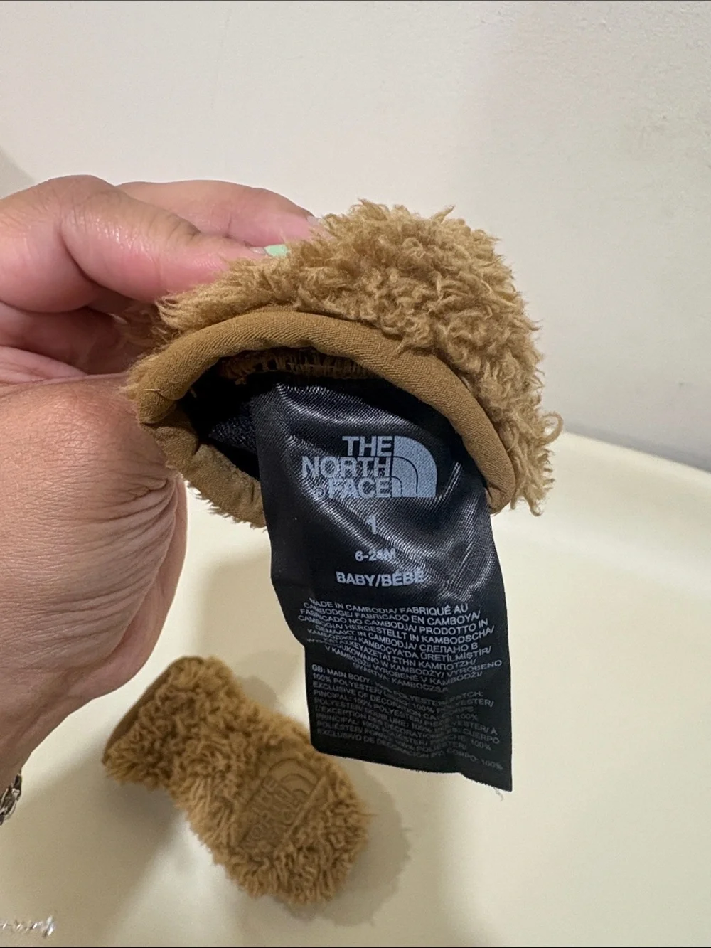 The North Face Kids Fuzzy Mittens in Tan